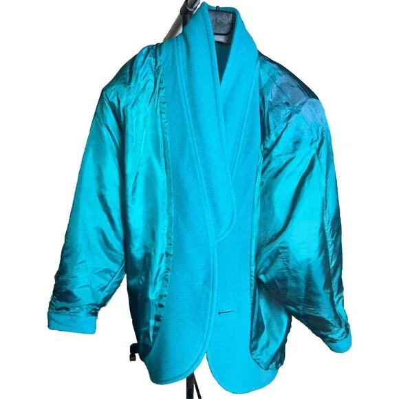 Vintage Laurel By Escada Wool Jacket 80s Blouson Sleeve Curved Hem Winter Fall
